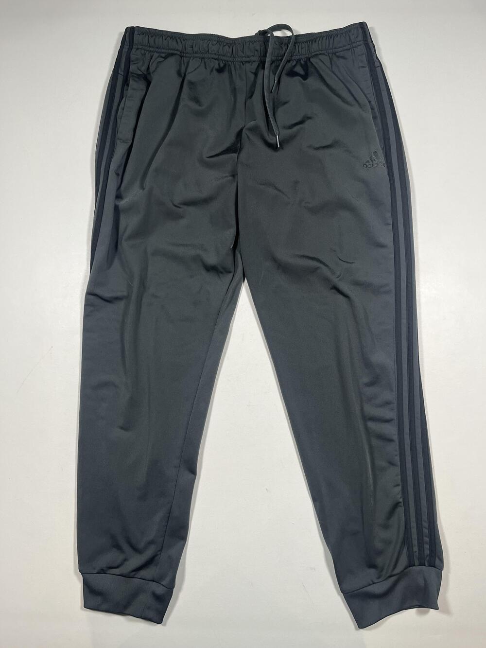 Adidas Pants Mens 2XL Gray 3-Stripes Track Joggers Elastic Waist Athletic Sport